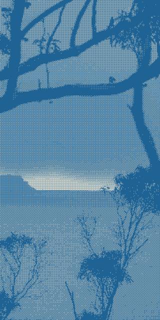 A far-off cape can be seen from a Brunyshore window.